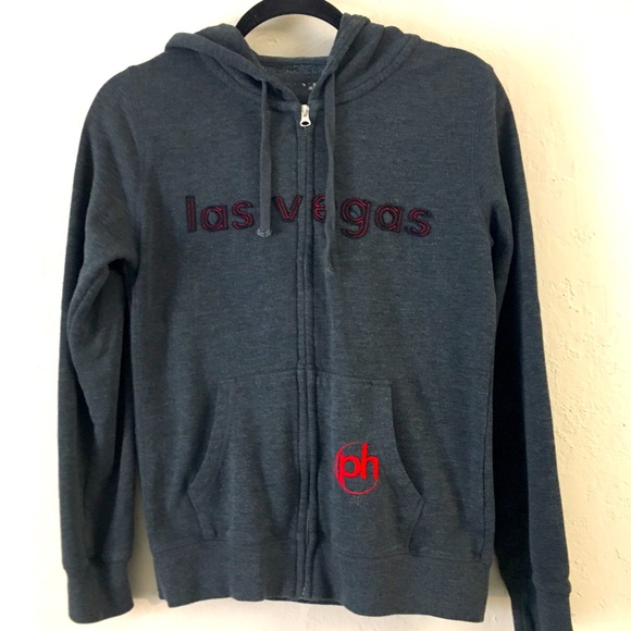 Planet Holywood Las Vegas Zip Up Hoodie Small Gray Casual Loungewear - Picture 1 of 8